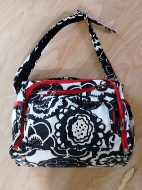JuJu Be Black & White Diaper Bag Onyx Blossoms